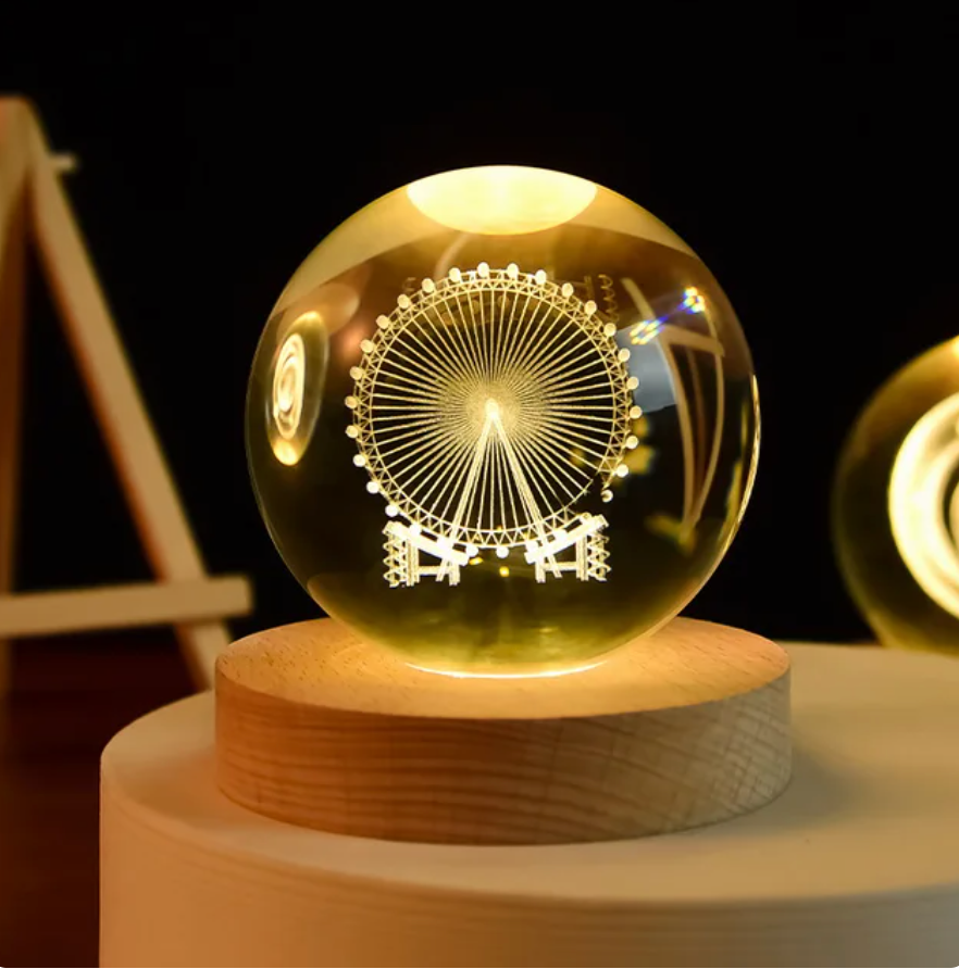 LED Crystal Ball Table Lamp 3D Moon Planet